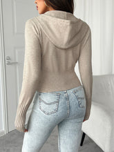 Devine Drawstring Zip Up Hooded Cardigan OutfitFlow